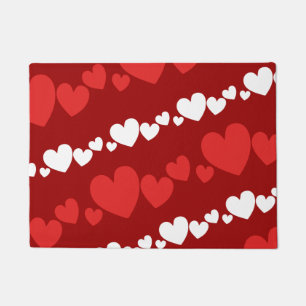 Paillasson Coeurs de la Saint Valentin blanc et rouge