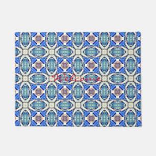 Paillasson Coeurs de mandala bleu motif Thunder_Cove