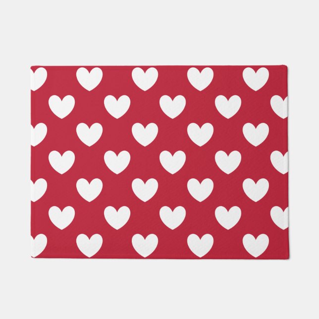 Paillasson Coeurs polka blancs et rouges (Devant)
