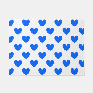 Paillasson Coeurs polka bleu sur blanc