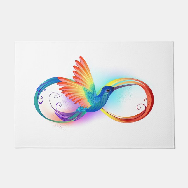 Paillasson Colibri arc-en-ciel avec symbole Infinity (Devant)