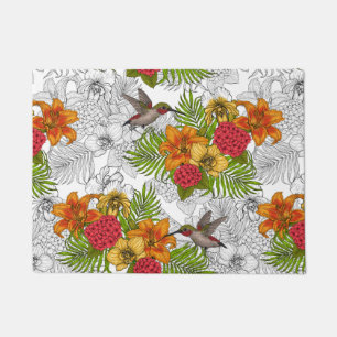 Paillasson Colibris et bouquet tropical