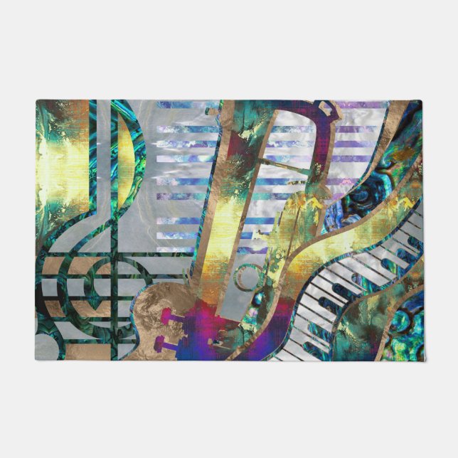 Paillasson Collage abstrait d'art de musique - médias (Devant)