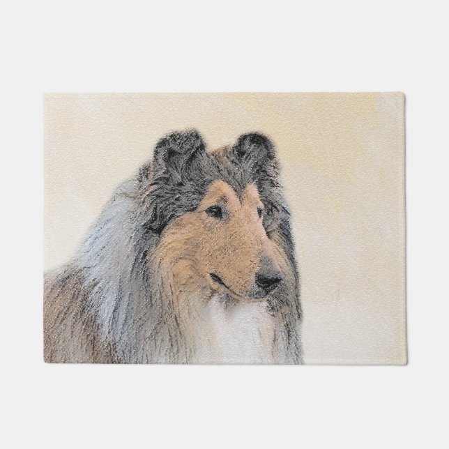 Paillasson Collie (Rough) Peinture - Cute Original Dog Art (Devant)