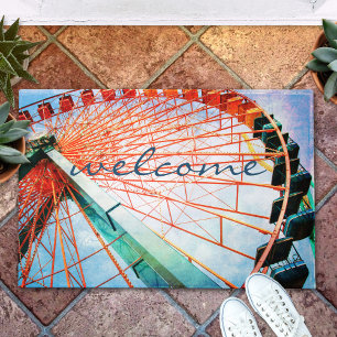 Paillasson Coloré Gras Ferris Roue Photo Welcome Script