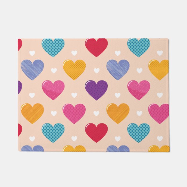 Paillasson Colorée Pop Art Motif de coeur (Devant)
