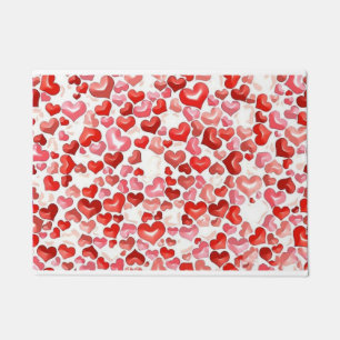 Paillasson Colorful Whimsical Petits Coeurs Rouge Rose Blanc