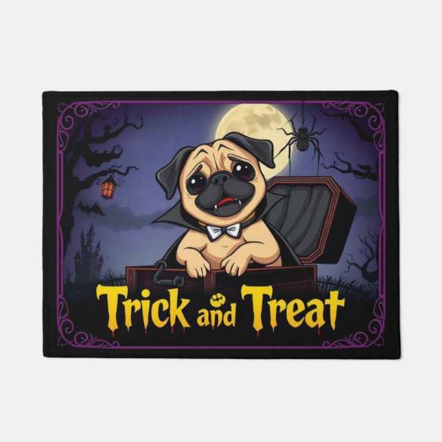 Paillasson Compter Pug Trick And Treat (Devant)