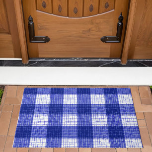 Paillasson Conception de carreaux à carreaux audacieux bleus