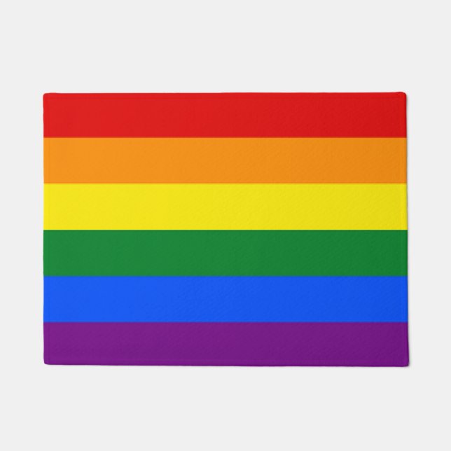 Paillasson Conception de drapeau de gay pride d'arc-en-ciel (Devant)
