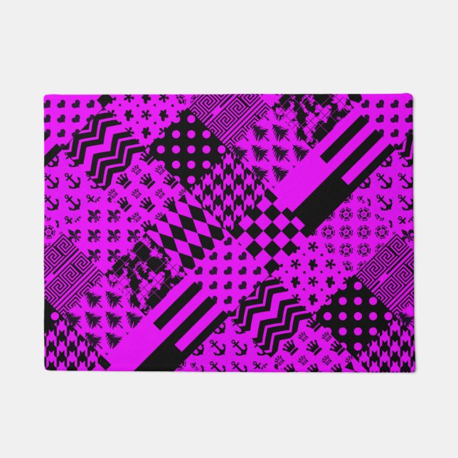 Paillasson Conception de Patchwork Motifs mélangés violet noi (Devant)