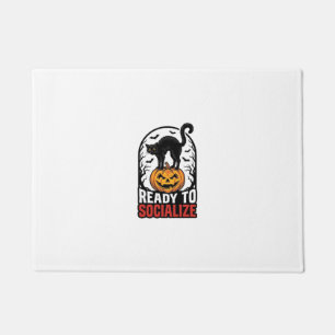Paillasson Conception d'humour de fête de chat Halloween soci