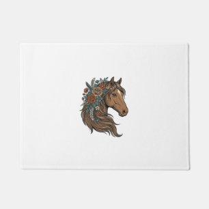 Paillasson Conception vectorielle de tête de cheval floral vi