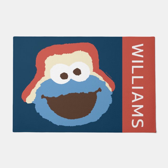 Paillasson Cookie Monster Woodland Face | Ajouter Votre Nom (Devant)
