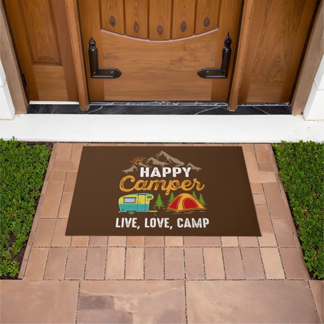 Paillasson cool heureux camper live amour rire mot art (De plein air)