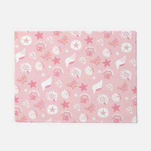 Paillasson Coquilles de mer roses pastel et motif sans coutur