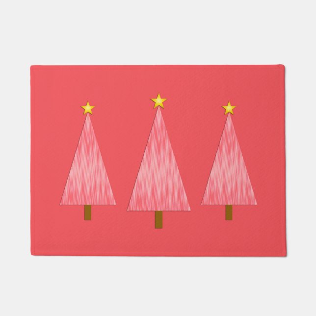 Paillasson Coral rose Ombre Arbre de Noël moderne (Devant)