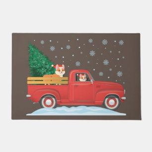 Paillasson Corgi Christmas Tree Truck Vintage Christmas Truck