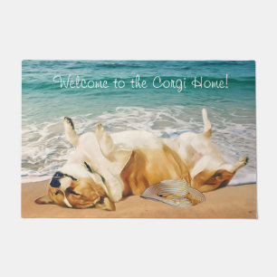 Paillasson Corgi de détente de Gallois sur la plage