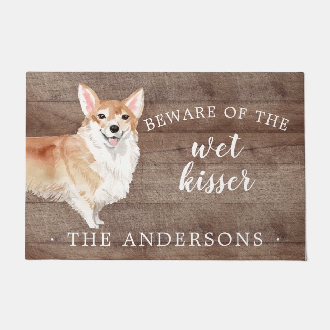 Paillasson Corgi Dog Porte personnalisée Mat (Devant)