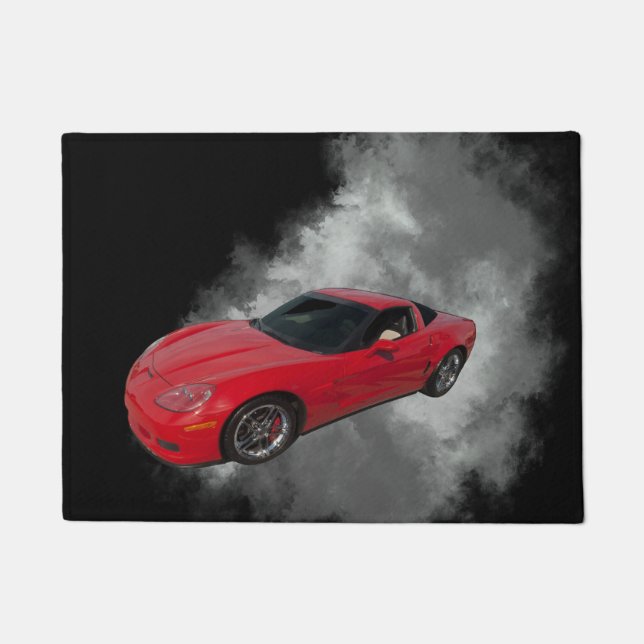 Paillasson Corvette rouge avec fumée grise arrière - plan amo (Devant)