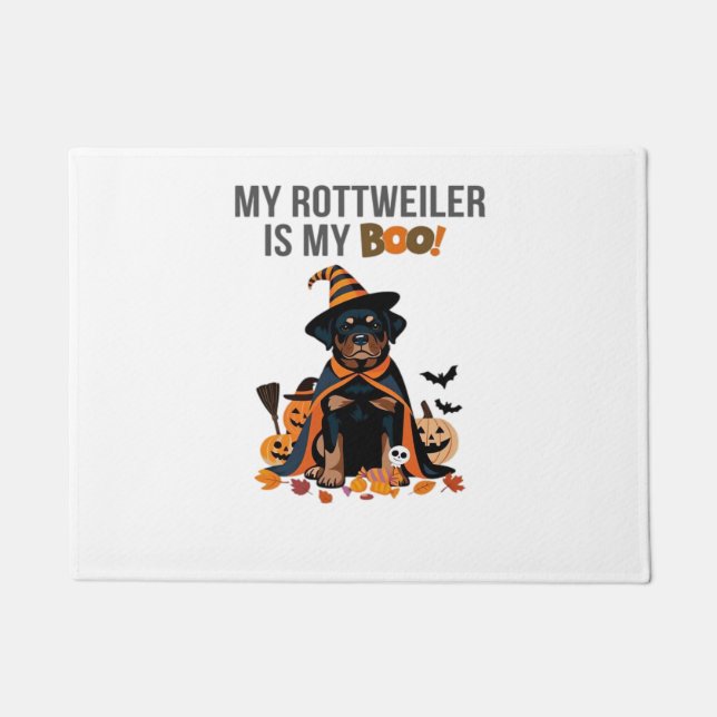 Paillasson Costume d'Halloween Rottweiler Mon Rottweiler est  (Devant)
