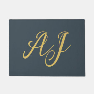 Paillasson Couleur Or Charbon Monogramme Initial Professionne