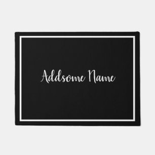 Paillasson Couleur solide Moderne Noir Noir Blanc Monogramme