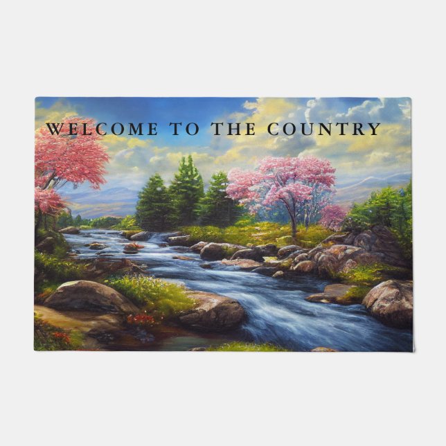 Paillasson Country River Paysage Pommiers Rock Shore (Devant)