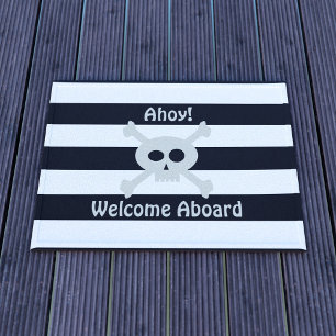 Paillasson Coupe Pirate Stripe De Crâne Bienvenue À Bord Du T