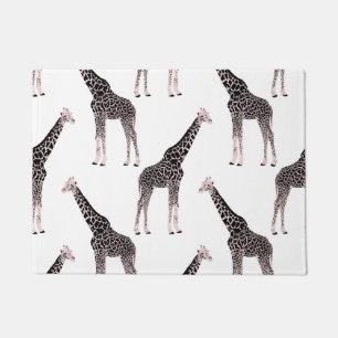 Paillasson Coupe rose et noire Girafe Blanc design animal