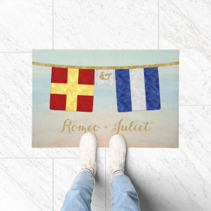 Paillasson Couples Monogramme Signal Maritime Drapeaux Aquare