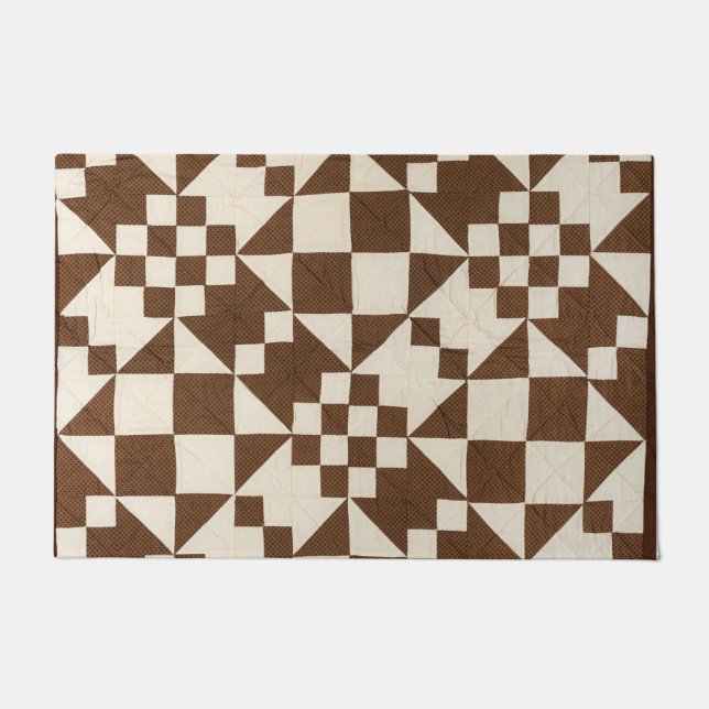 Paillasson courtepointe Brown et blanche (Devant)