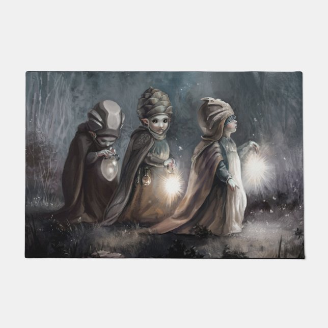 Paillasson Couverture de porte d'entrée de fées d'hiver (Devant)