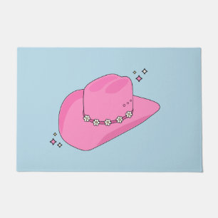 Paillasson Cowboy Casquette Preppy Rose Et Bleu