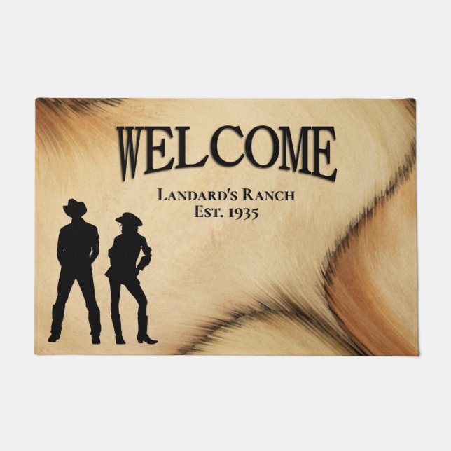 Paillasson Cowboy et Cowgirl Bienvenue au Ranch (Devant)