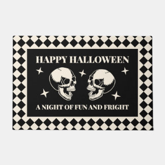 Paillasson Crâne de fun et de frayeur Halloween noir