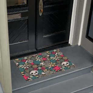 Paillasson Crâne en fleurs
