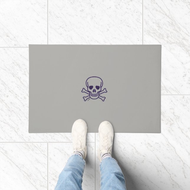 Paillasson Crâne n Bones gris grand mat de porte (Intérieur)