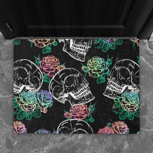 Paillasson Crânes et Roses Ombre   Gothique Glam Pastel Grung