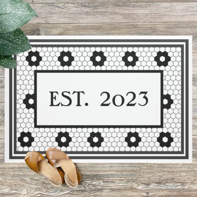 Paillasson Création 2023 Carrelage noir blanc Design personna (Créateur téléchargé)