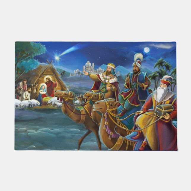 Paillasson Crèche avec les rois mages Noël  (Devant)