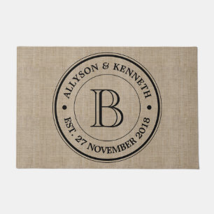 Paillasson Créez votre propre logo Burlap Retro tendance Mono