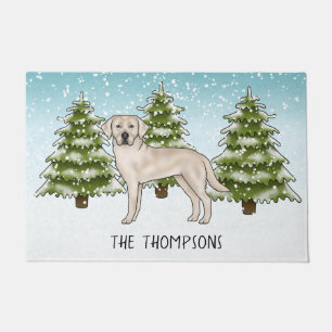 Paillasson Crème Labrador Retriever Dog Custom Blue Christmas