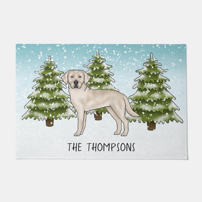 Paillasson Crème Labrador Retriever Dog Custom Blue Christmas (Devant)