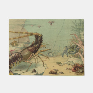 Paillasson Crevettes, Vie sous-marine, Animaux marins vintage