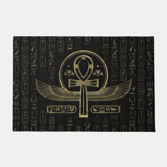Paillasson Croix égyptienne - Ankh - or et noir (Devant)