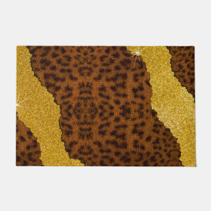 Paillasson Cuir Joliment Imprimé Jaguar Animal Avec Paillette