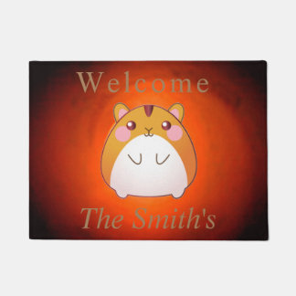 Paillasson Cuisine Brown Hamster Famille Bienvenue Porte Mat