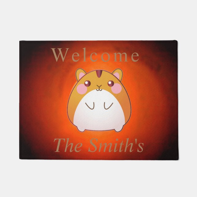Paillasson Cuisine Brown Hamster Famille Bienvenue Porte Mat (Devant)